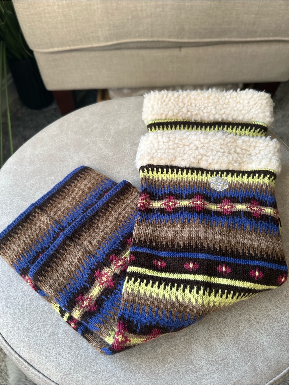 ✨NEW Cozy Fair Isle Boot Cuffs leg warmers - Brown Multi - Picture 5 of 5